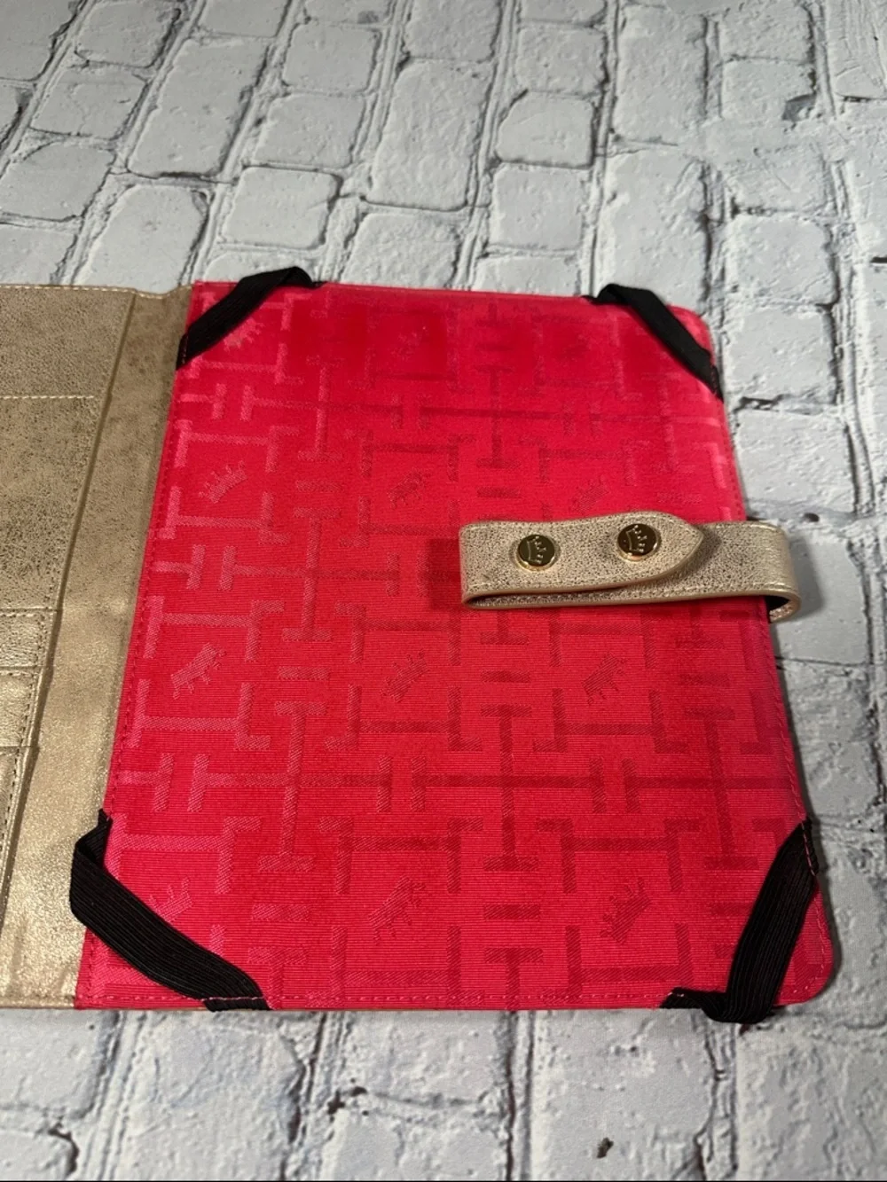 Elaine Turner Gold Metallic iPad case snap closure business card holder